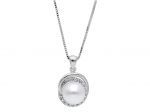 White gold necklace k9 with pearl & zircon (code S173623)